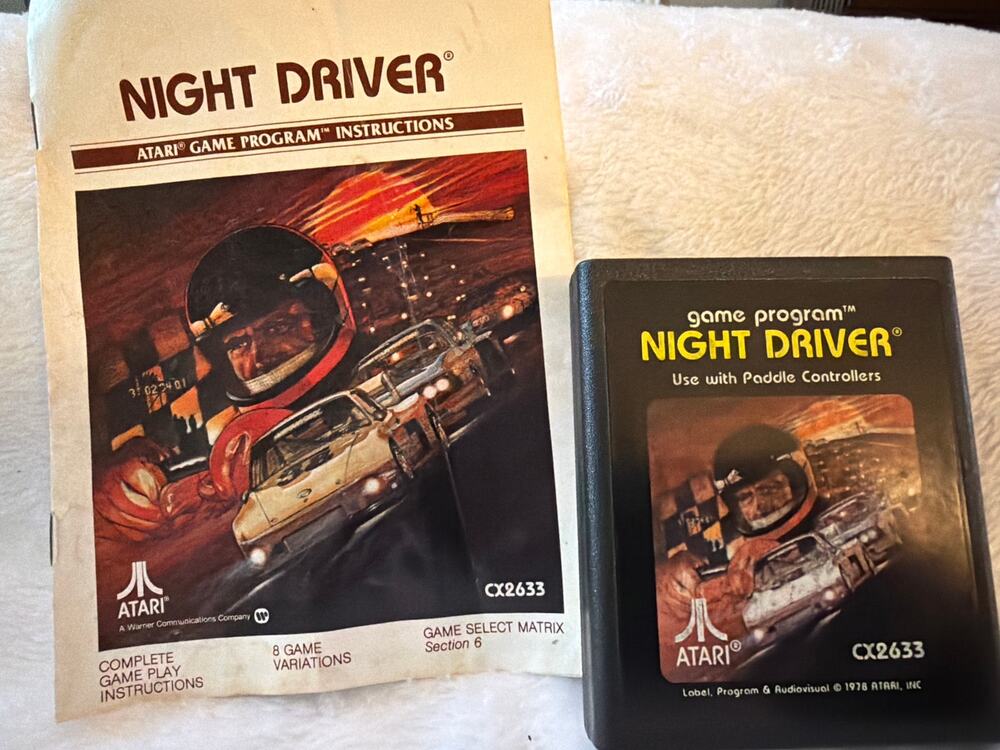 Atari Night Driver Video Game Atari 2600 Vintage 1978 CX2633 w/ Manual
